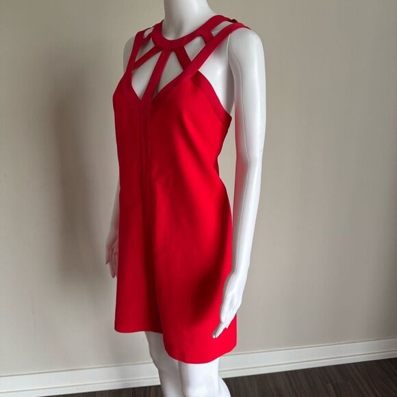 BCBGMAXAZRIA Red Cutout Mini Dress Size S - Picture 1 of 6